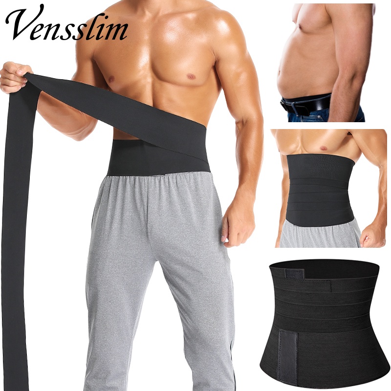 Mens Sauna Sweat Waist Trainer Snatch Me Up Bandage Male Abdomen Reducer Wrap Slimming Belt Body Shaper Waist Trimmer Corset Belly Shapewear