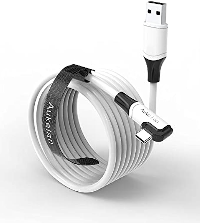Aukelan Link Cable 10FT Compatible for Oculus Quest 2/Steam VR and PC， High Speed Data Transfer &amp; 3A Fast Charging，USB 3.0 to USB C Cable for VR Headset and Gaming PC.
