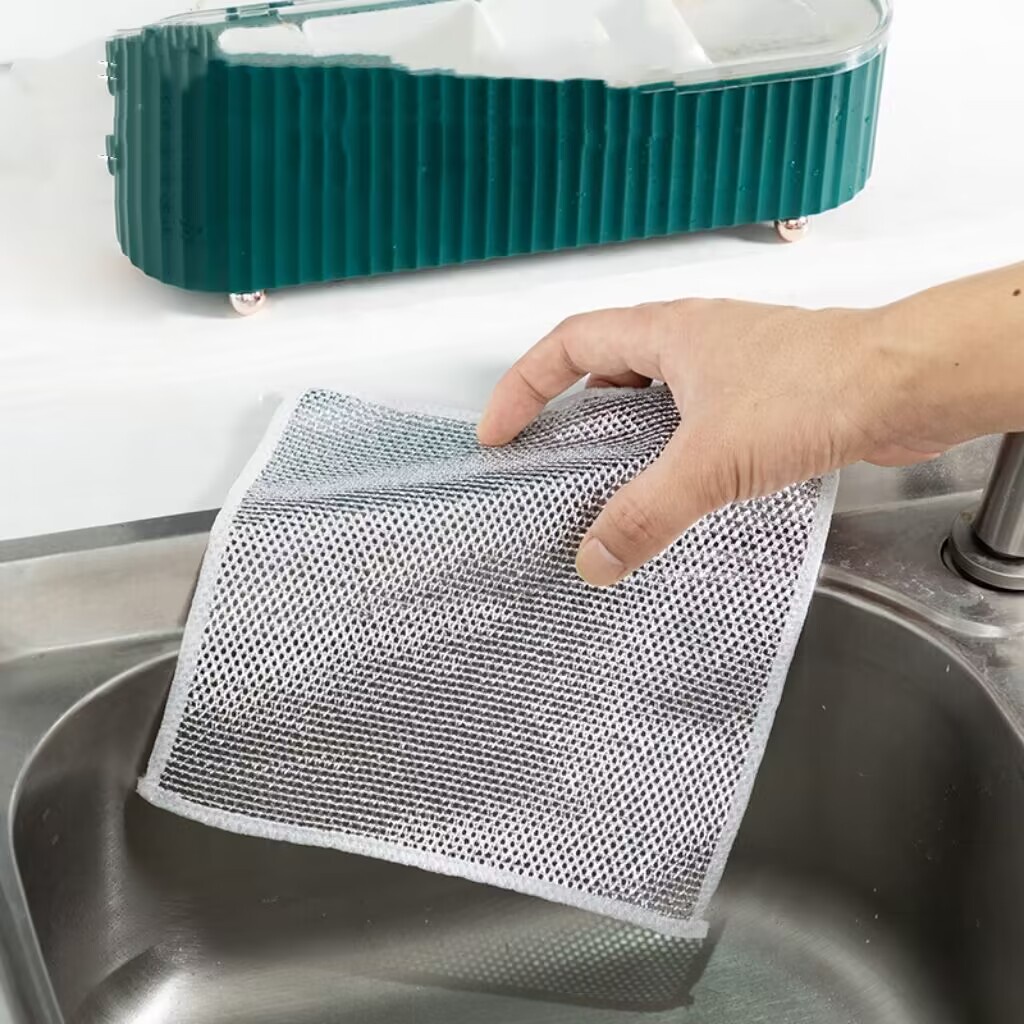 5 Pcs Metal Wire Cleaning Cloth Mesh Non-oiled Wipe Kitchen Stove Dish & Pot Cleaning Cloth Instead of Steel Ball